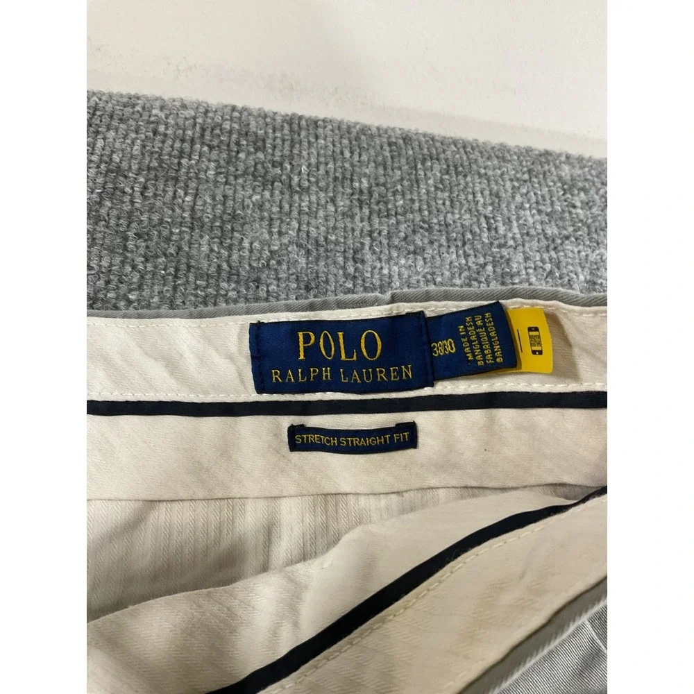 Polo Ralph Lauren Stretch Straight Fit Chino Pants Mens 38x30 Gray Flat Front Ca